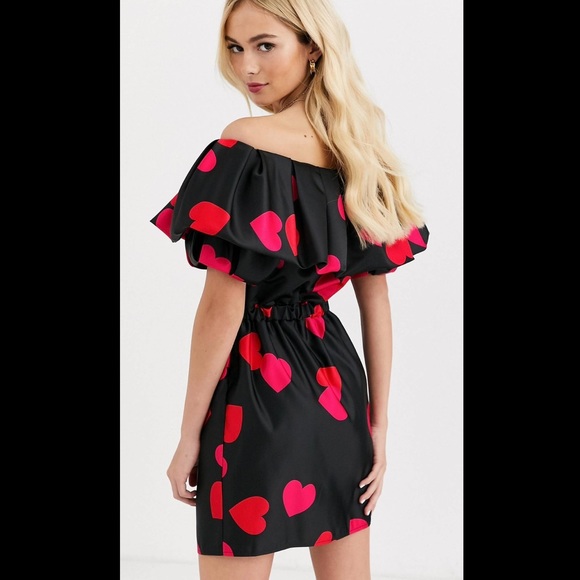 ASOS Dresses & Skirts - Flounce London puff sleeve Bardot satin mini dress